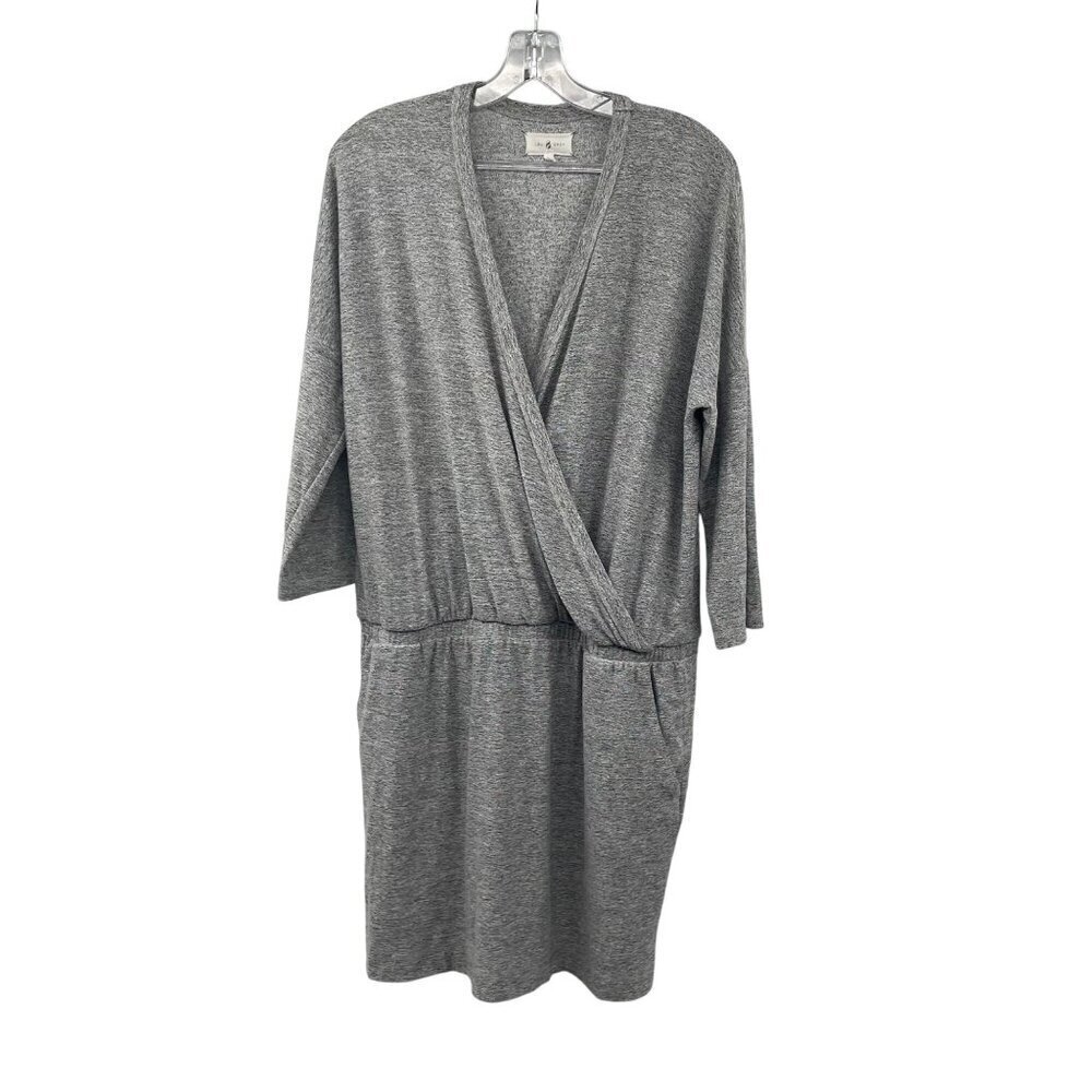 Lou & Grey Womens Drop Waist Dress V-Neck Surplice Heather Gray Size Large
